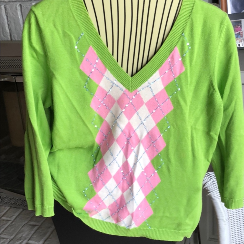 Three quarter length light weight v neck sweater